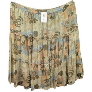 ADINI Women's Plus Floral Skirt Summer Hippie Pleated Cottage Polyestr Sz 2X NWT